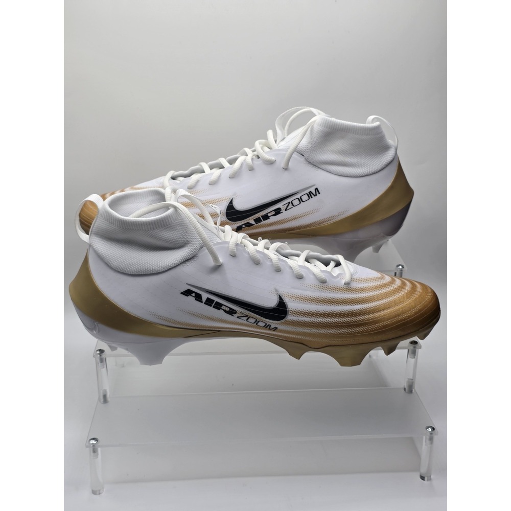 Nike Zoom Air Vapor Pro FB3298-103 White Metallic Gold Football Cleats Size 13
